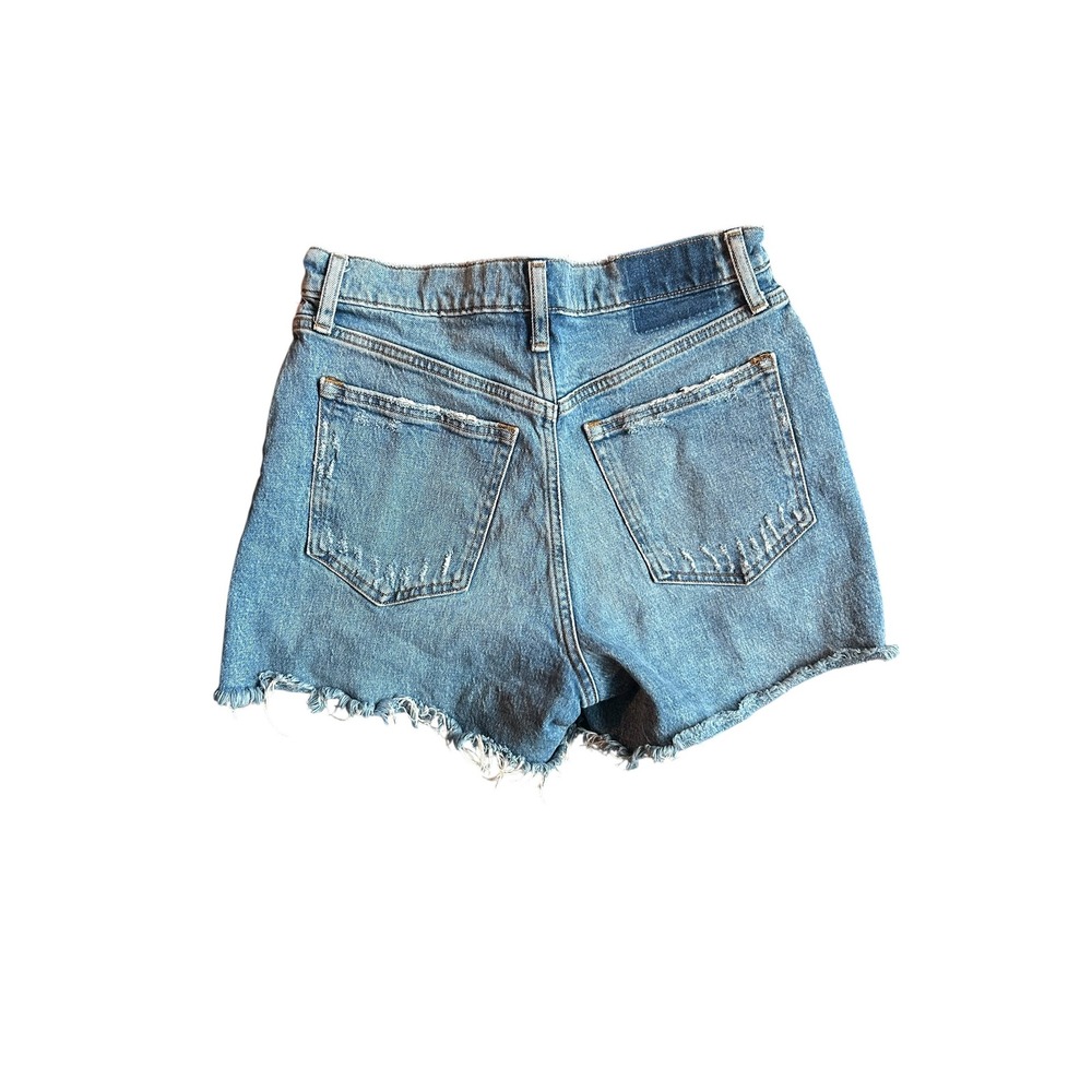 Abercrombie & Fitch Curve Love 4" Mom Shorts High Rise Distressed Blue 27 4 - Picture 5 of 5